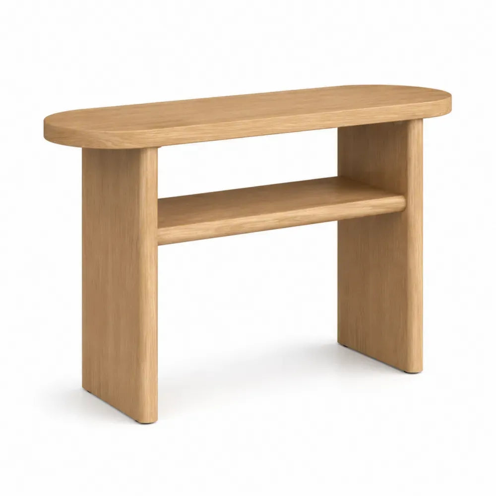 Konsolentisch aus MDF mit Eichenfurnier oval Hellbraun 100 x 30 x 80 cm