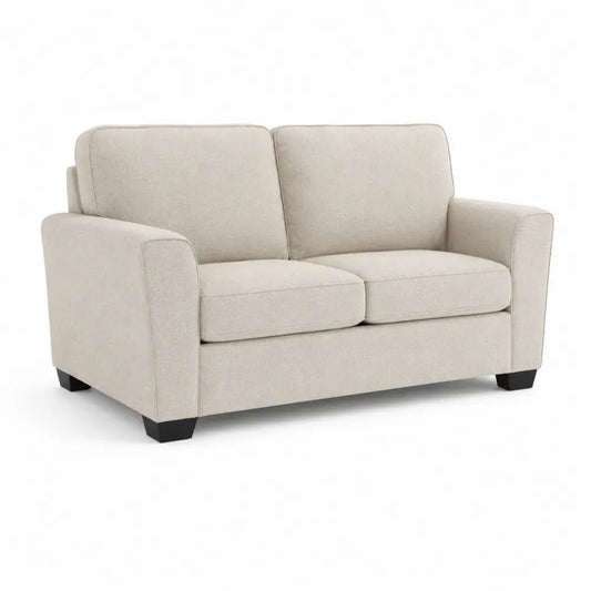 2-Sitzer Sofa mit Armlehnen Polyestergewebe Polyurethan-Schaumstoff Sperrholzrahmen Beige Schwarz 150 x 85 x 86 cm