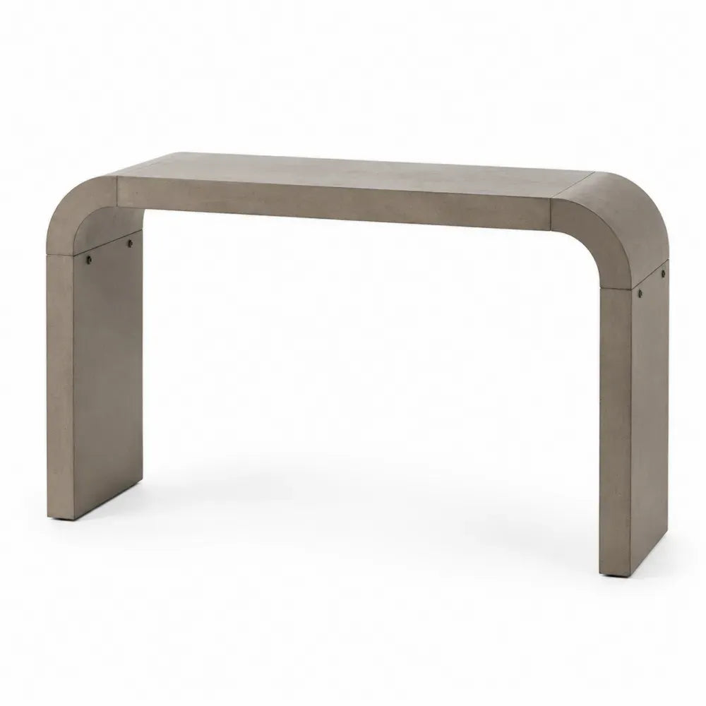 Konsolentisch mit abgerundeten U-förmigen Seitenteilen MDF Betonoptik Greige Graubraun 150 x 40 x 80 cm