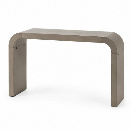 Konsolentisch mit abgerundeten U-förmigen Seitenteilen MDF Betonoptik Greige Graubraun 150 x 40 x 80 cm