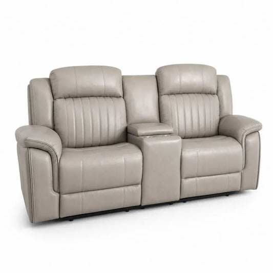 2-Sitzer Sofa mit Mittelkonsole Hochlehner PU Kunstleder Polster Taupe Schwarz 190 x 95 x 102 cm