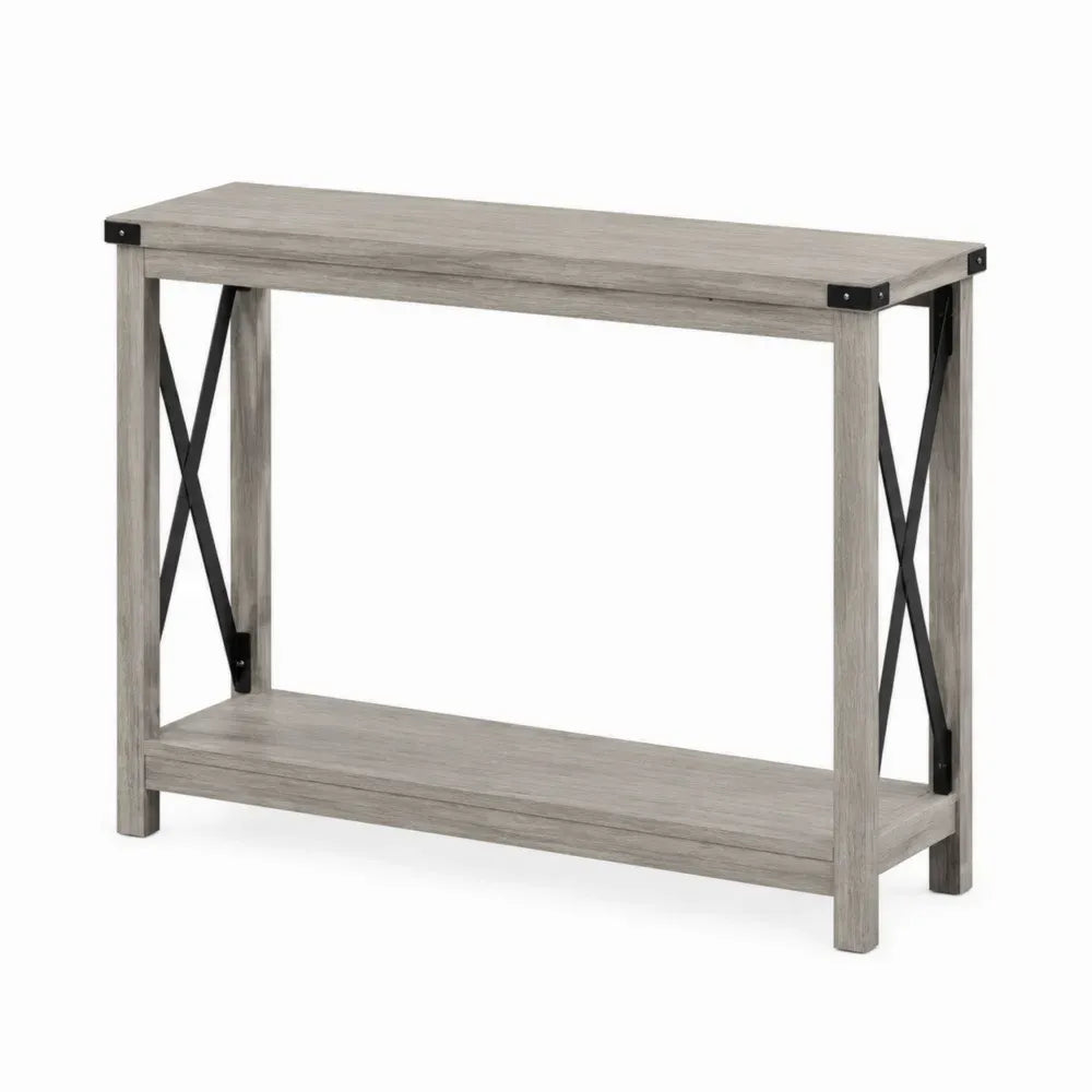 Konsolentisch aus MDF und Spanplatte rechteckig Grau Schwarz 120 x 35 x 80 cm mit Ablage
