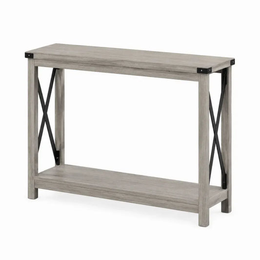 Konsolentisch aus MDF und Spanplatte rechteckig Grau Schwarz 120 x 35 x 80 cm mit Ablage