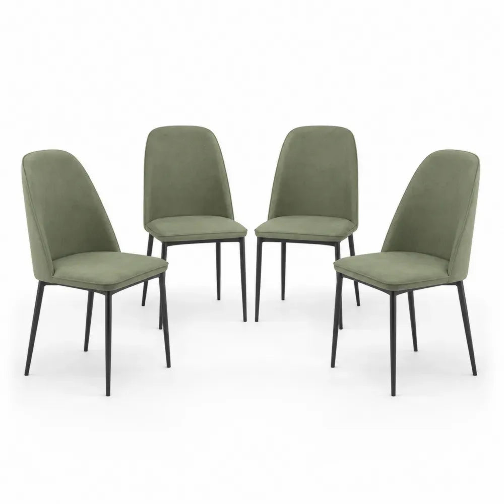 Esszimmerstühle 4er Set Polsterstühle mit Polyestergewebe und Stahlbeinen Olivgrün Schwarz je 48 x 58 x 88 cm