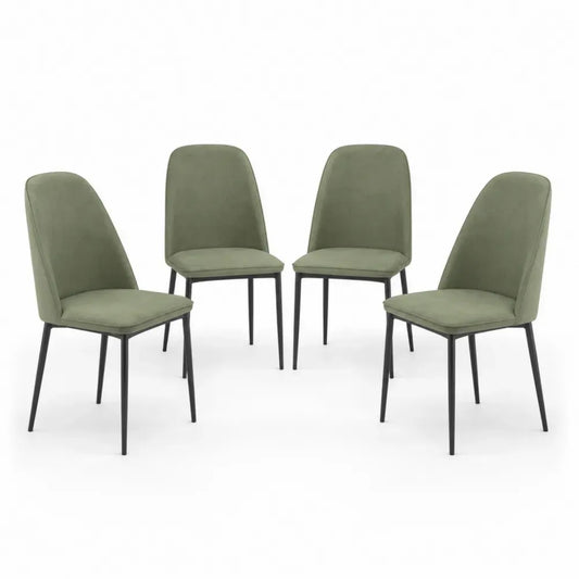 Esszimmerstühle 4er Set Polsterstühle mit Polyestergewebe und Stahlbeinen Olivgrün Schwarz je 48 x 58 x 88 cm